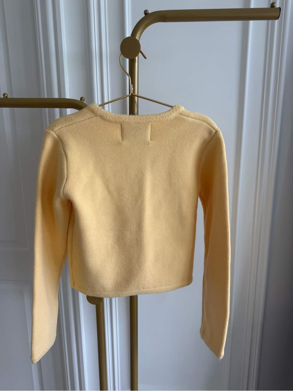 English Factory Button-Front Cropped Cardigan butter yellow XS NWT - Picture 9 of 9
